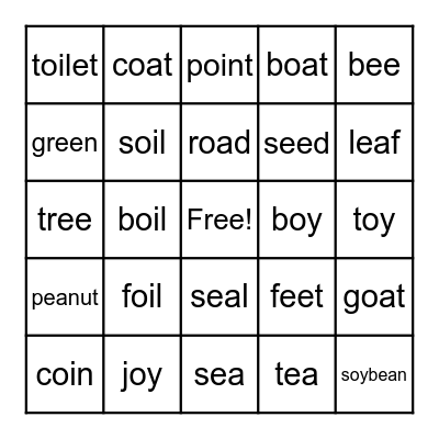 Smart Phonics 5 Bingo Card