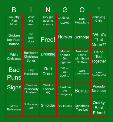 CCM (Crudy Christmas Movie) Bingo Card