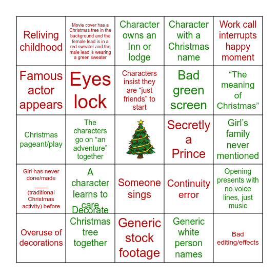 Hallmark Movie Bingo Card