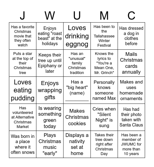 Grinch Bingo Card