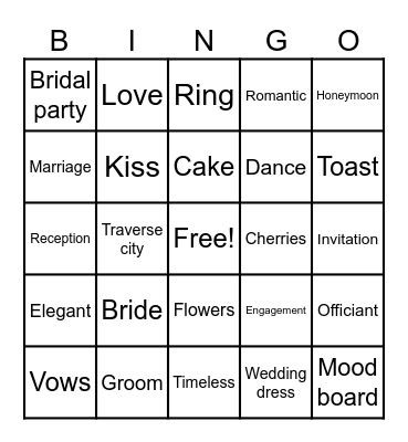 Bree’s Bridal Shower Bingo Card