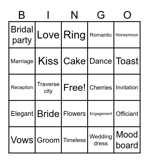 Bree’s Bridal Shower Bingo Card