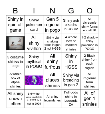 2025 shiny hunts Bingo Card