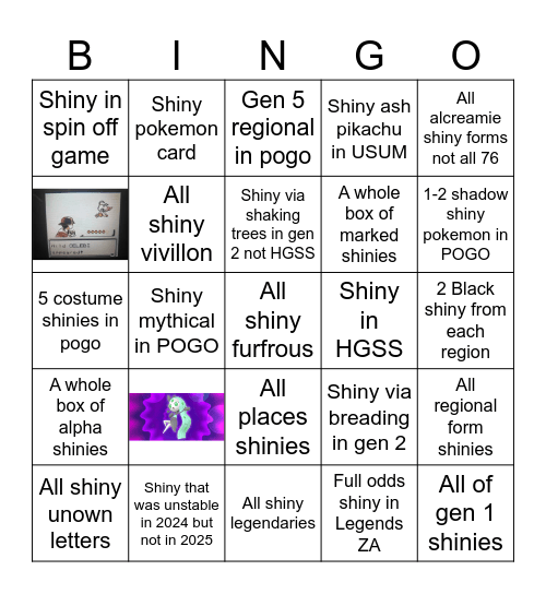 2025 shiny hunts Bingo Card