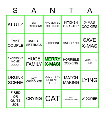R-&-N 2023 X-MAS MOVIES Bingo Card