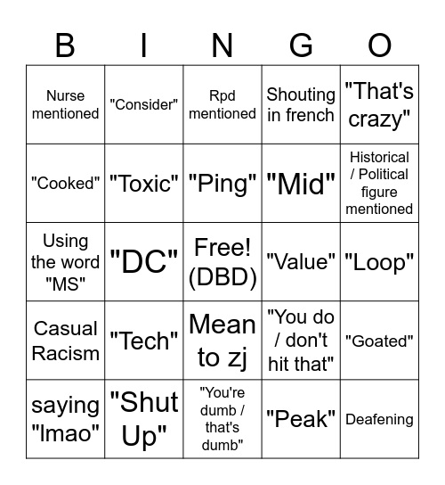 Alex Bingo Card