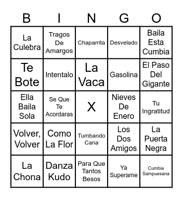 Bingo Musical Bingo Card
