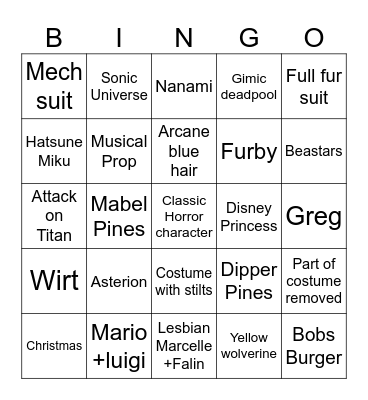 Saturday Bingo Card