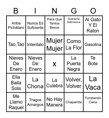 Bingo Musical Bingo Card