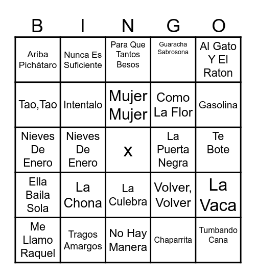 Bingo Musical Bingo Card