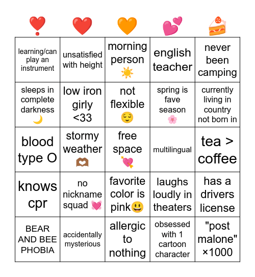 shawnté!🌷 Bingo Card