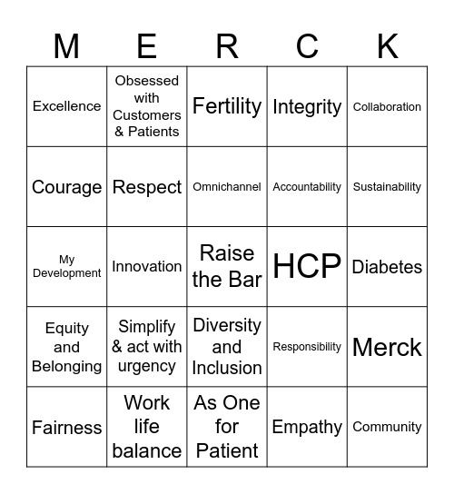 Merck Bingo Card