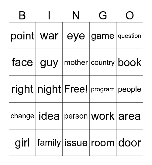 Untitled Bingo Card