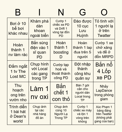 Untitled Bingo Card