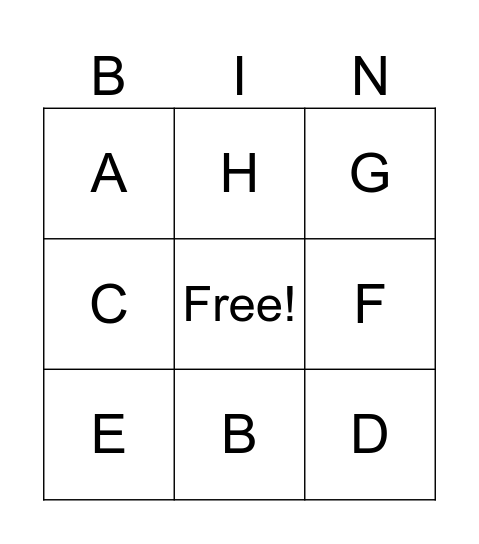 ABC Bingo Card