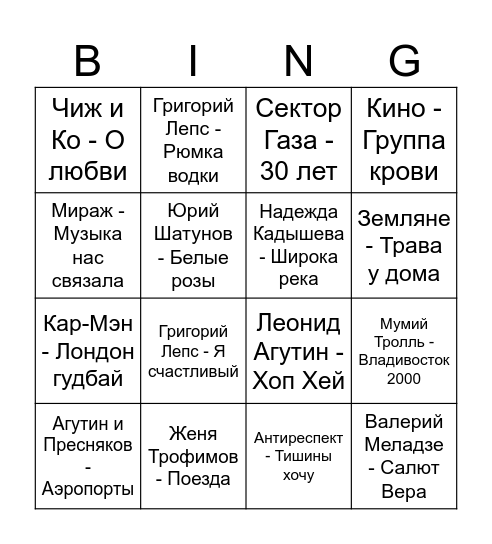 БОЯРИНГО Bingo Card