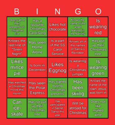 SOUTHSIDE YOPRO CHRISTAMS PARTY Bingo Card