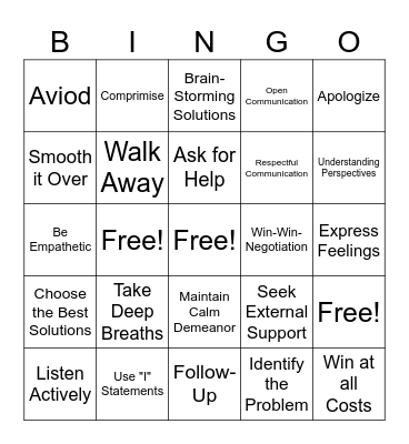 Practicing Peace Bingo Card