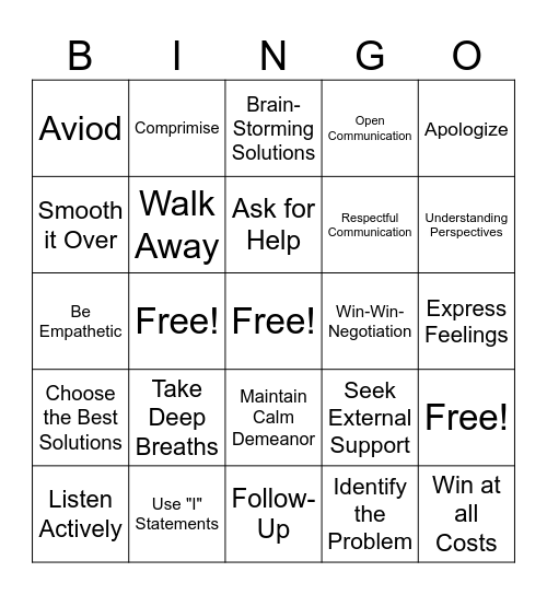 Practicing Peace Bingo Card