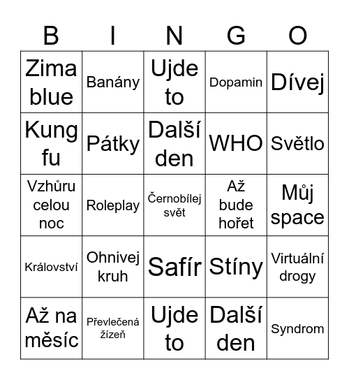 O2 Bingo Card