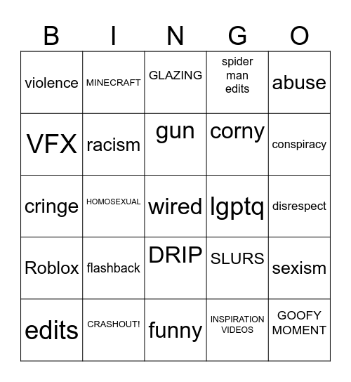 YT SHORTS BINGO Card