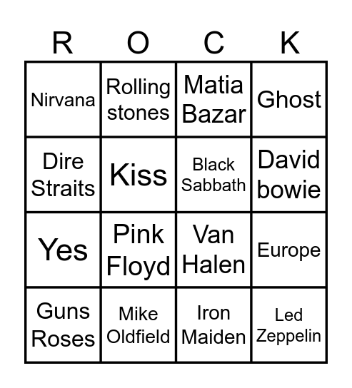 BINGO ROCK Bingo Card