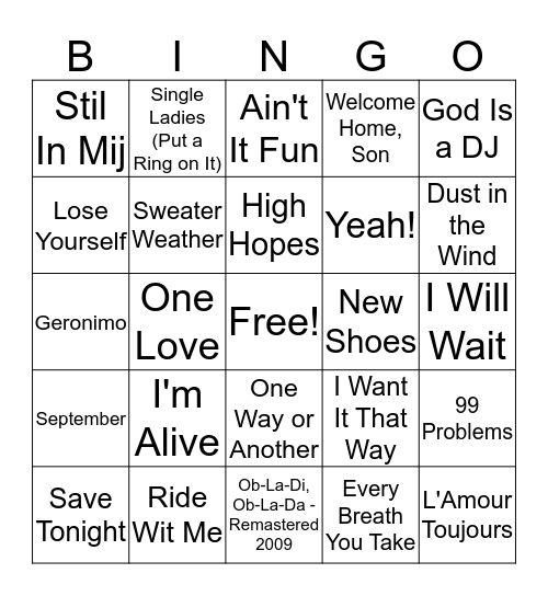HTM Muziek Bingo (©LeftyWorld) Bingo Card