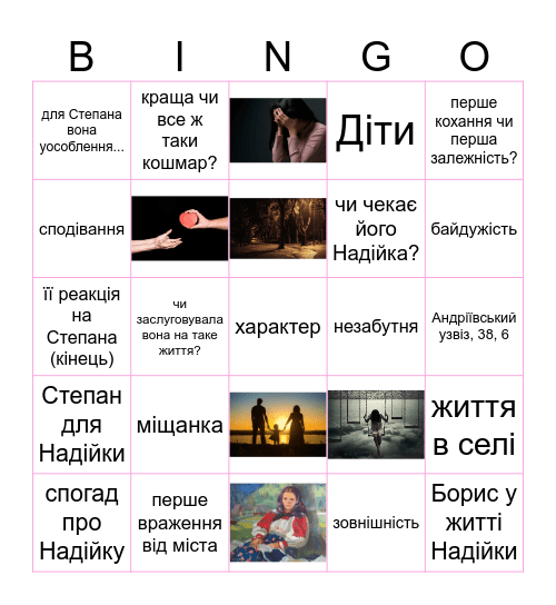 Надійка Bingo Card