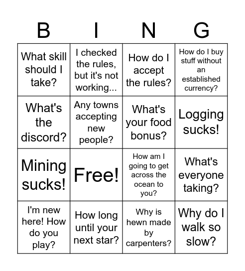 Cycle 16 Day 1! Bingo Card