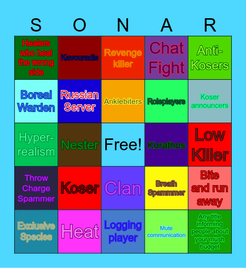 Creatures Of Sonaria Bingo Card Bingo Card