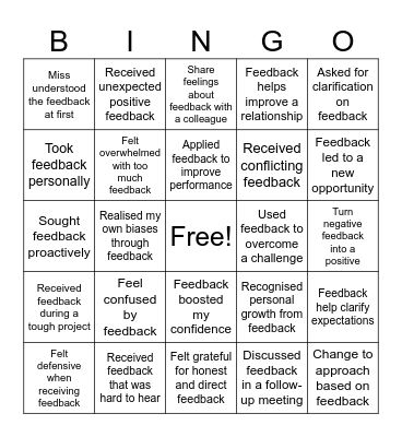 Feedback Bingo Card