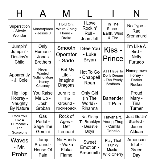 Music Bingo #2 Bingo Card