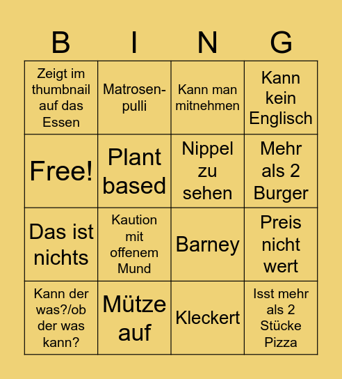 Foodschau im Auto Bingo Card