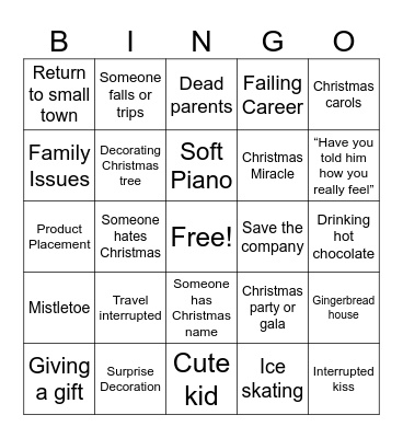 Christmas Movie Bingo Card