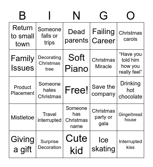 Christmas Movie Bingo Card