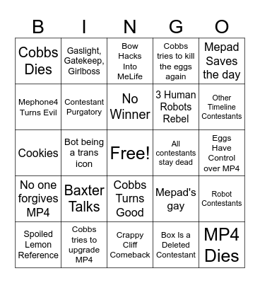 II Finale Bingo Card