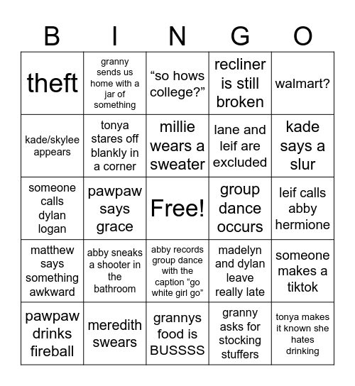 mccullough thanksgiving Bingo Card