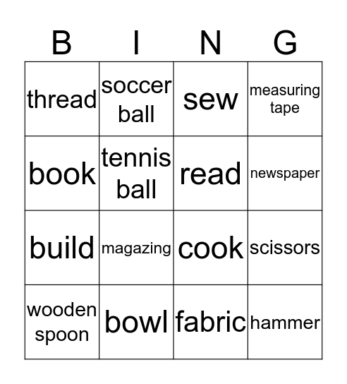 Lesson 2: I like to ... Bingo Card