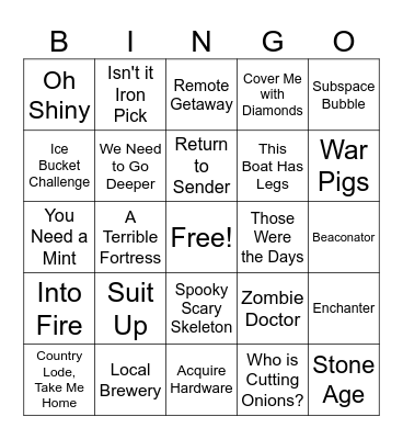 Minecraft Advancements Bingo Card