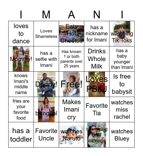 First Birthday Bingo Card