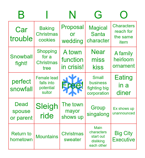 Hallmark Movie Christmas Bingo Card