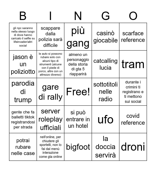 GTA 6 | Davide Bingo Card