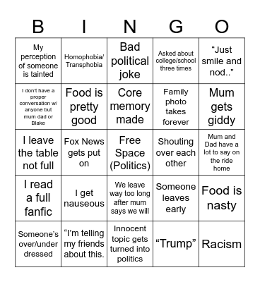 Thanksgiving Bingo Card
