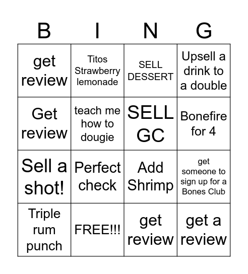 SERVER BINGO Card