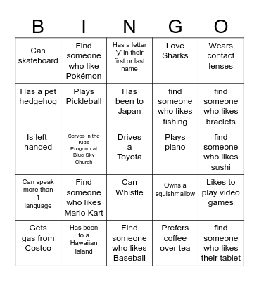 Find Someone Who... Bingo Card
