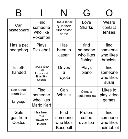 Find Someone Who... Bingo Card