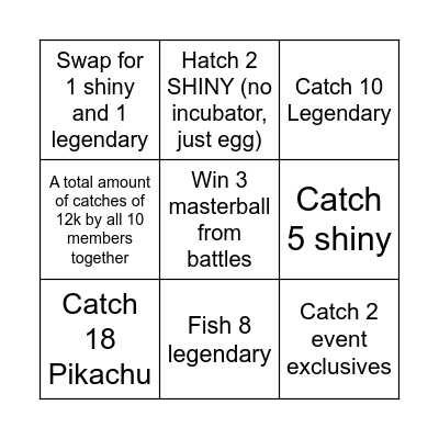 Clan Wars Bingo Card