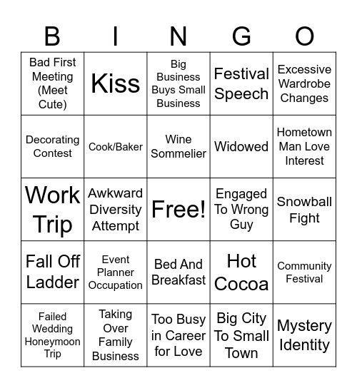 Hallmark Bingo Card