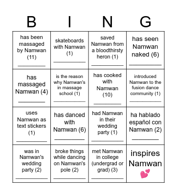 Without asking directly, find someone who: Bingo Card
