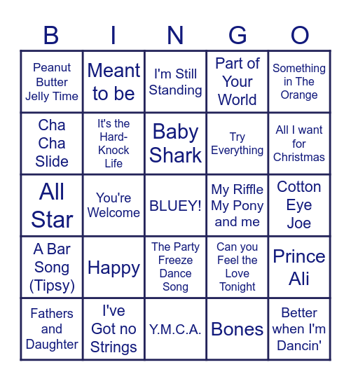 Music Bingo Card